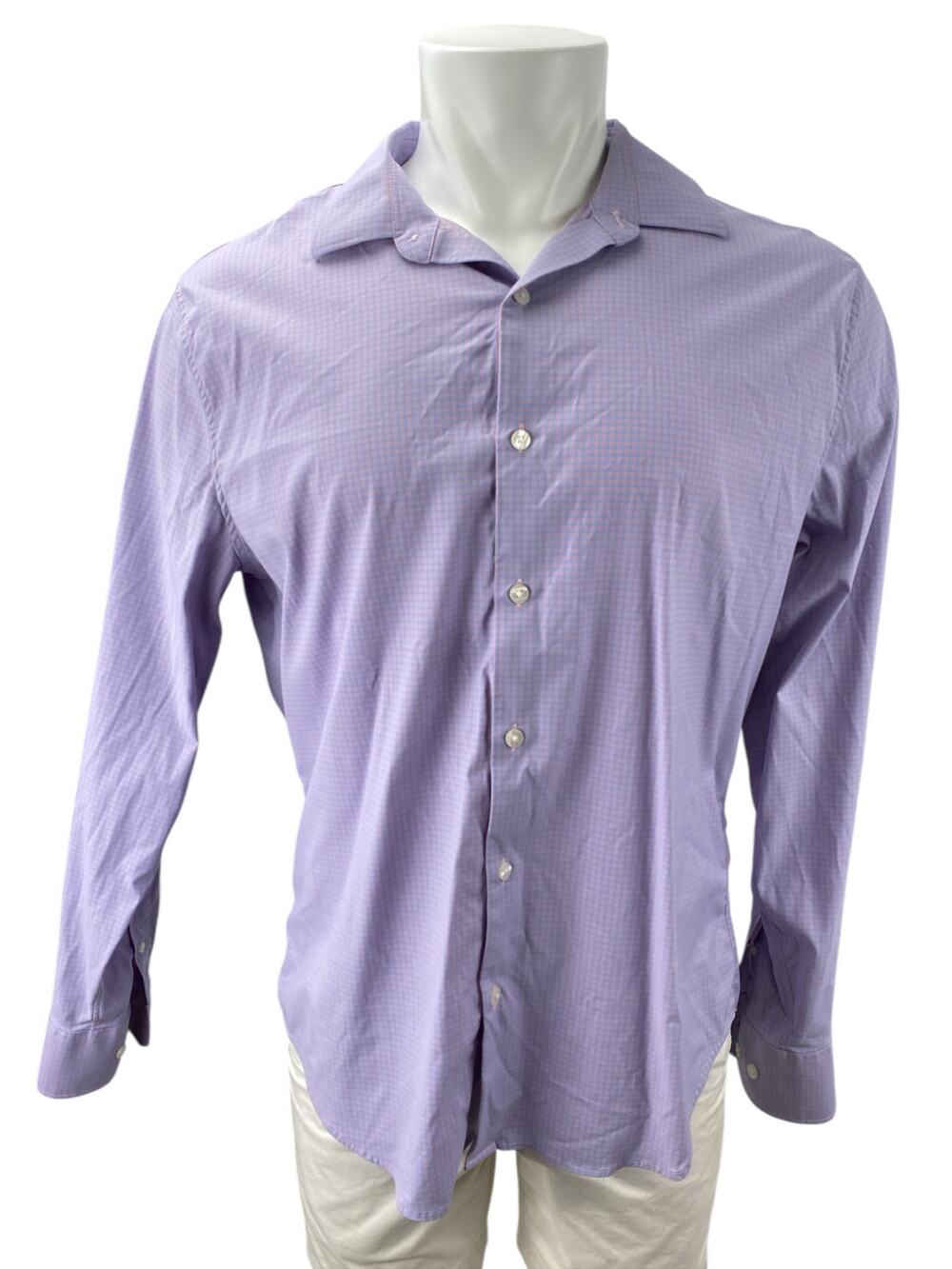 Bonobos Men's Purple Gingham Check Long Sleeve Button Down Shirt Top Size L